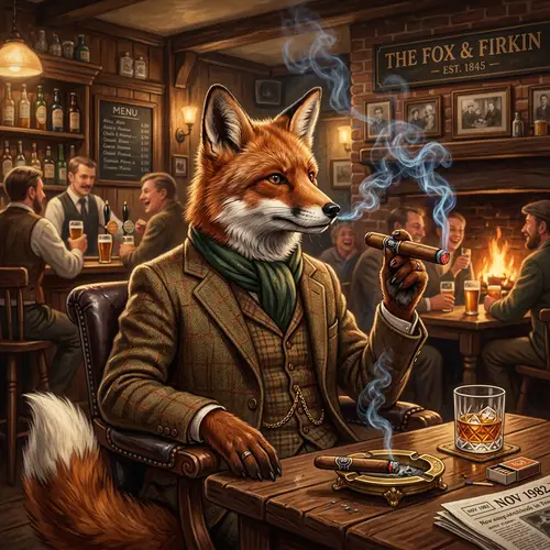 Fox Smoking a Cigar Illustration