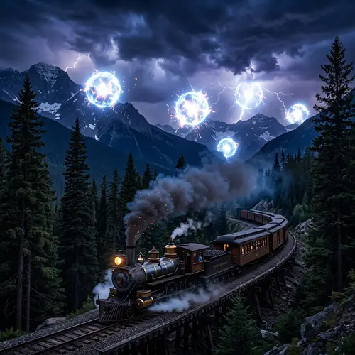 Ball Lightning Strikes with Vintage Steam Train
