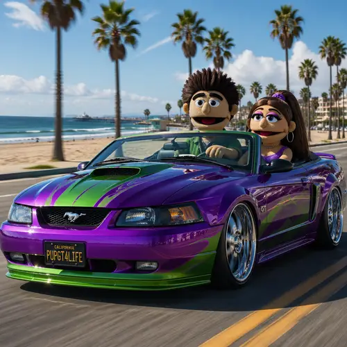 Purple Green Mustang GT: Beachside Adventure