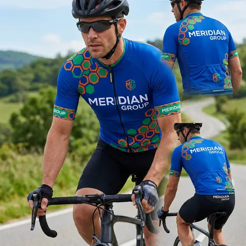 Royal Blue Cycling Top with Meridian Group Branding