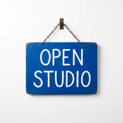 Vivid Blue Sign on Clean White Background