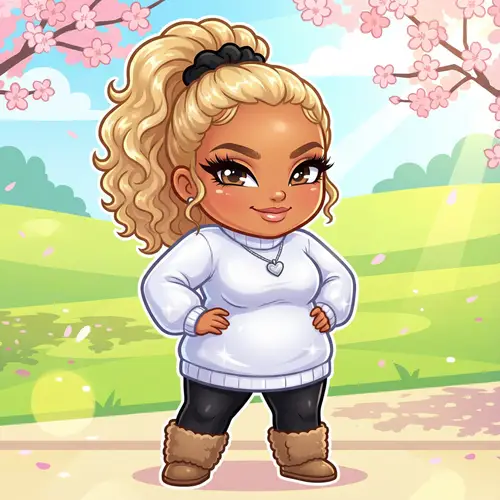 Chibi Plus-Size Woman Illustration in Style
