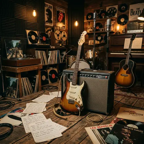 Vintage Guitar in a Cinematic Music Studio
