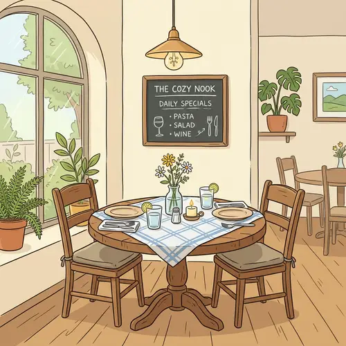 Easy-to-Draw Restaurant Interior with Table for Two