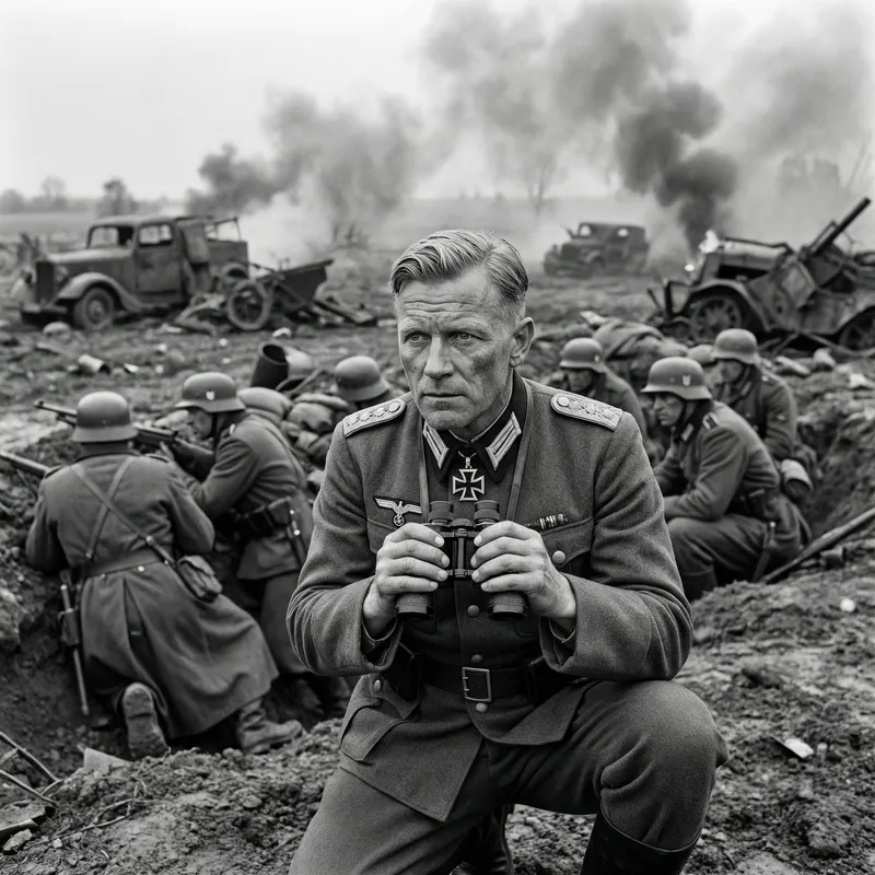 German Colonel on WWII Battlefield - Iconic Scene German Colonel on WWII Battlefield - Iconic Scene