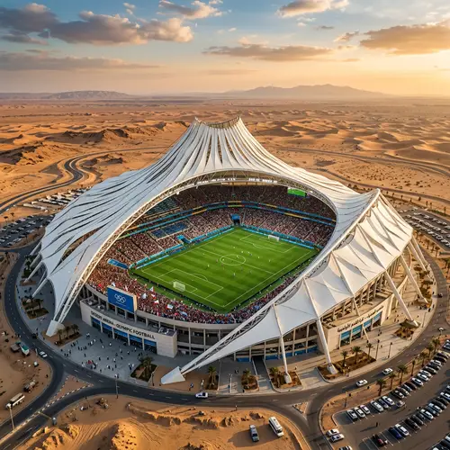 Hyper Realistic Olympic Football Stadium in the Desert