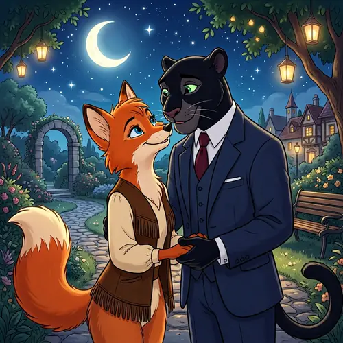 Two Furry Lovers Kissing: A Romantic Scene