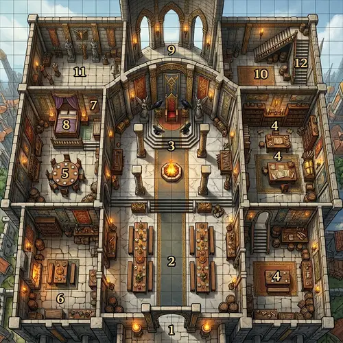 Realistic D&D Map: Fantasy Castle Interior