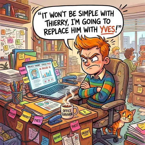 Cartoon Office Chaos: A Comical Workplace Scene