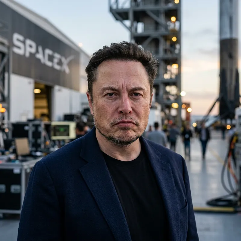 Elon Musk's Frown: 5 O'Clock Shadow Look