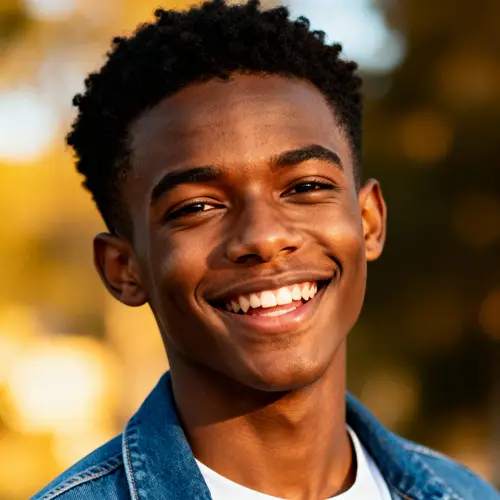 Cheerful African Man in Denim Jacket | Bright Smile
