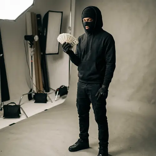 Mysterious Guy in Ski Mask Holding Money