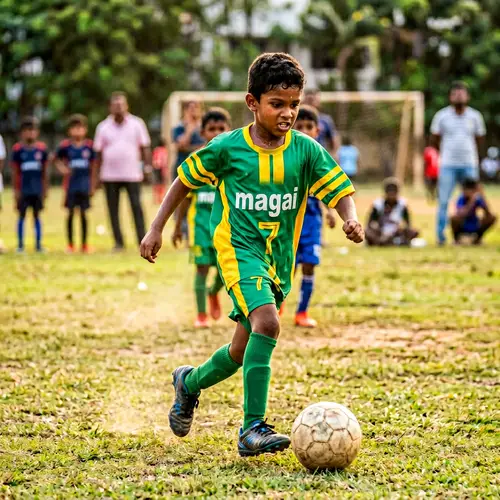 Young South Asian Boy Playing Football | Magai Sponsor Jersey