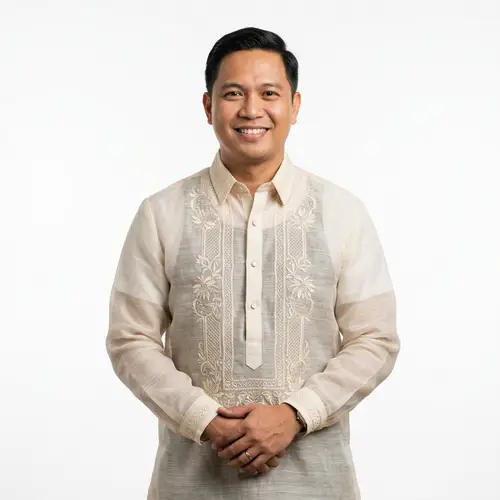 Barong Filipino Portrait on White Background
