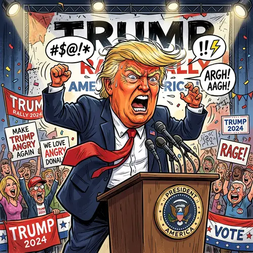 Angry Donald Trump Cartoon - Humorous Artwork