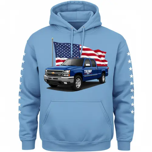 Patriotic Trump 2024 Hoodie with Chevy Truck Design
