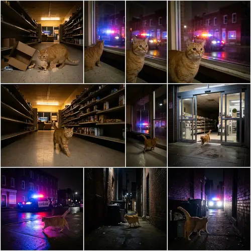 Terrified Cat's Night Escape from Police Car Pursuit