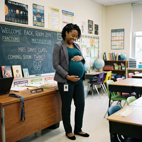 Pregnant African American Teacher Expecting Twins - Maternity Joy