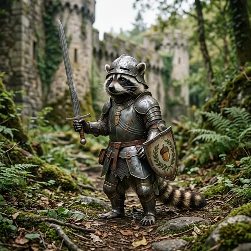 Knight Raccoon: Realistic Armor & Sword Design