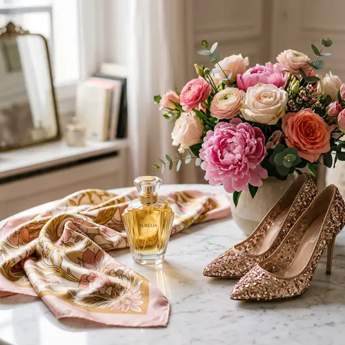 Elegant Silk Scarf Still Life Photography