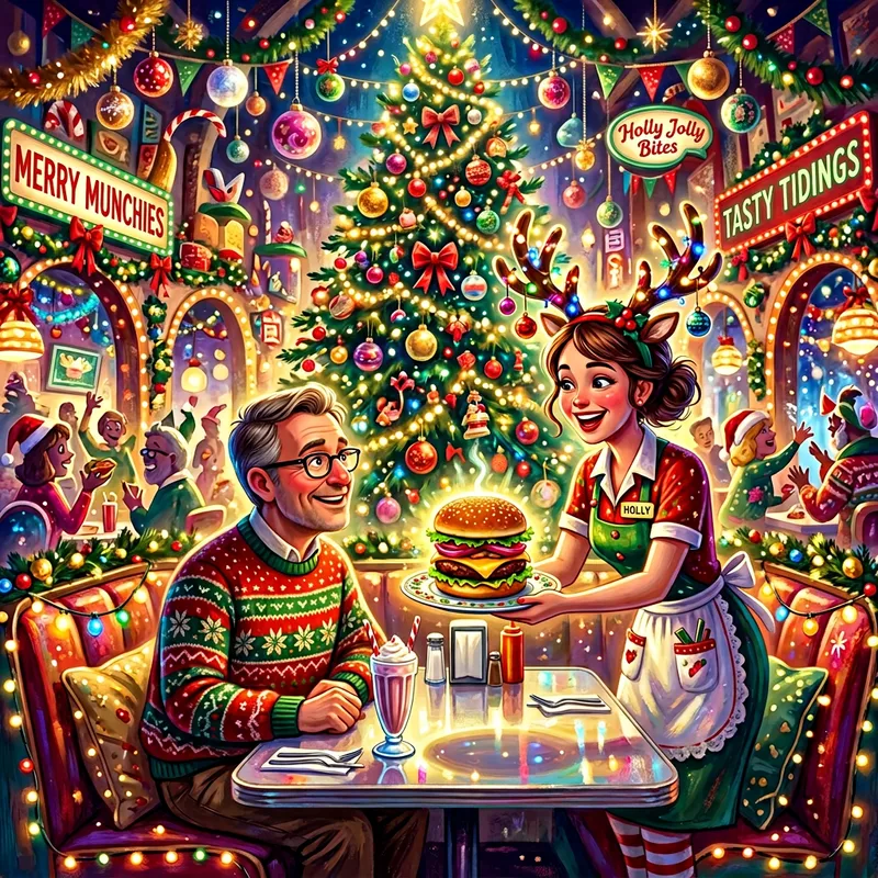Festive Fast Food Christmas Scene with Fun Twist