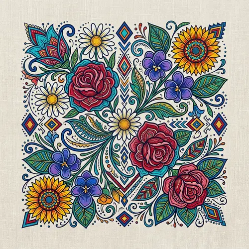 Traditional Dakota Native American Floral Artwork Design
