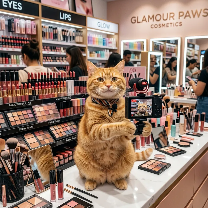 Cat Vlogs in Makeup Store: Fun & Style!