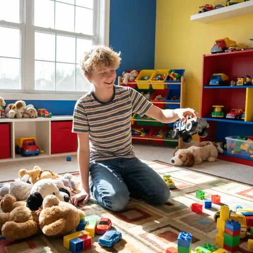 Playful Moments in a Colorful Kid's Playroom