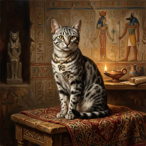 Realistic Egyptian Cat Oil Painting