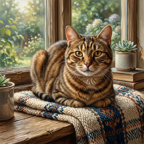 Realistic Painting of a Cat - Beautiful Cat Artwork