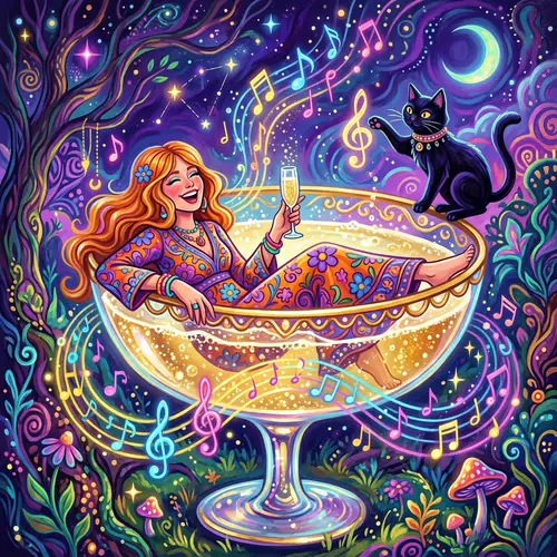 Whimsical Model in Champagne Glass Art