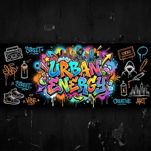 Hand-Drawn Graffiti-Style YouTube Banner | Vibrant Colors & Urban Energy