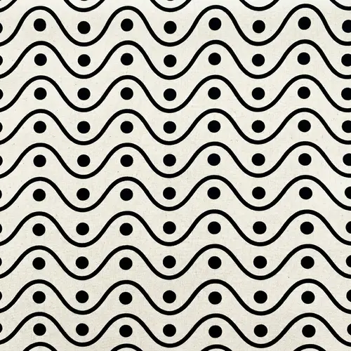 Black Wavy Line Pattern with Center Dot Design