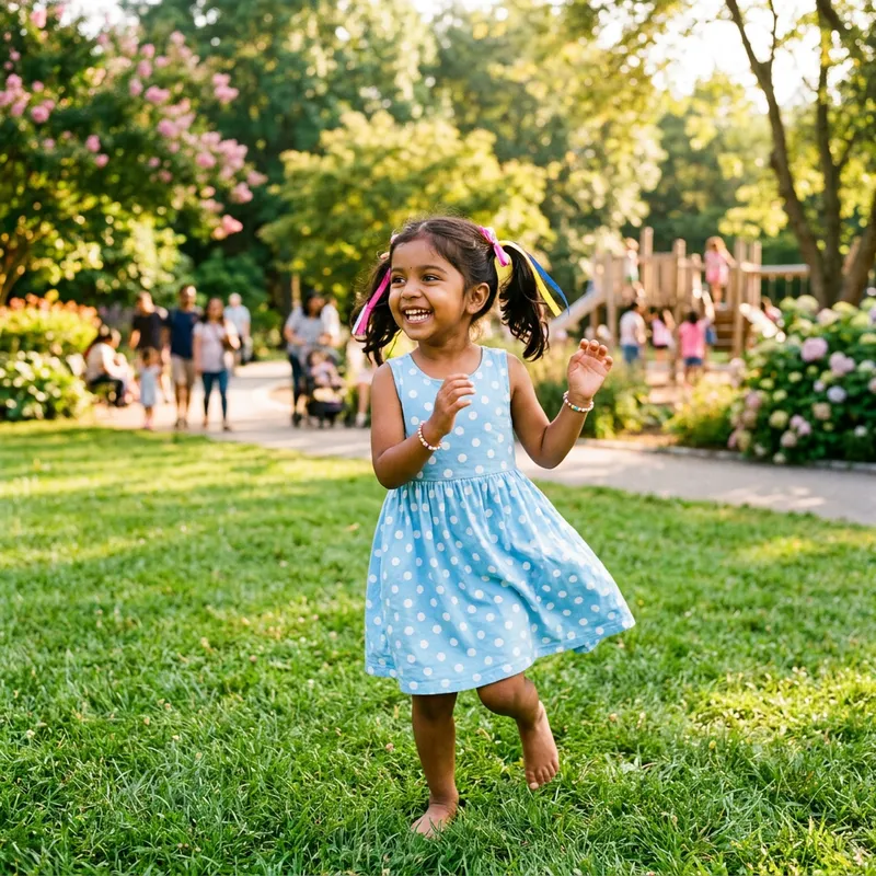 Cute South Asian Girl in Colorful Park