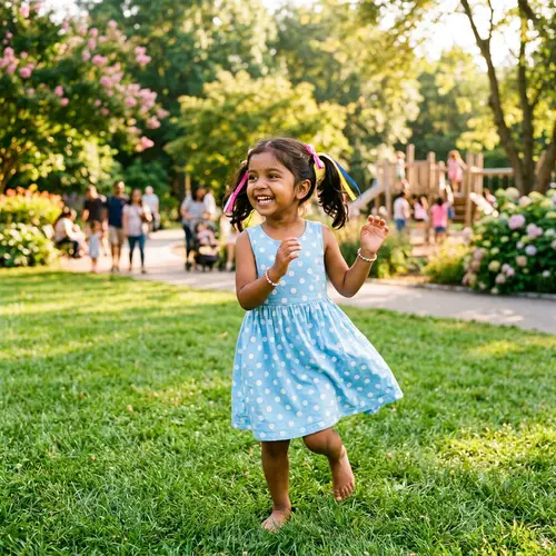 Adorable South Asian Girl Playing in Colorful Park