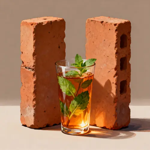 Artistic Illustration of Moroccan Tea & Clay Bricks