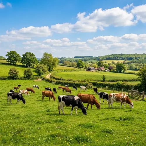 Picturesque Countryside Scene with Grazing Cows | Rural Life