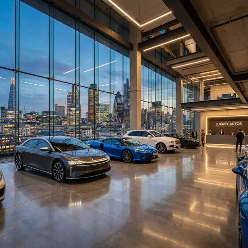 Ultra-Modern Car Showroom with Stunning Skyline