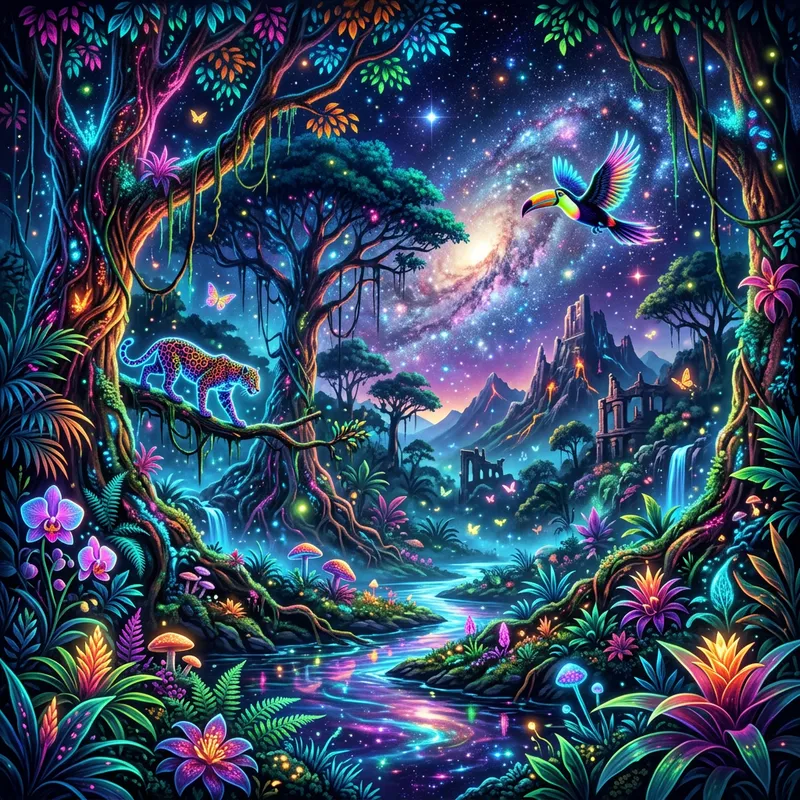 Dark Fantasy Tropical Island Rainforest Art