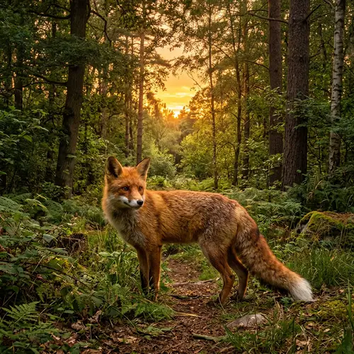 Majestic Red Fox in Forest Sunset | Nature Wildlife
