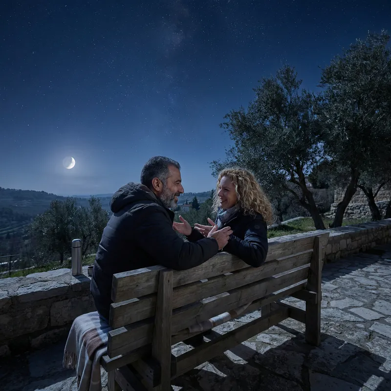Romantic Night with Sweethearts Under Starry Sky
