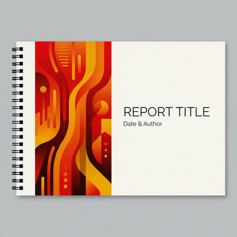 Professional A4 Landscape Report Cover Design with Red & Yellow Hues Professional A4 Landscape Report Cover Design with Red & Yellow Hues