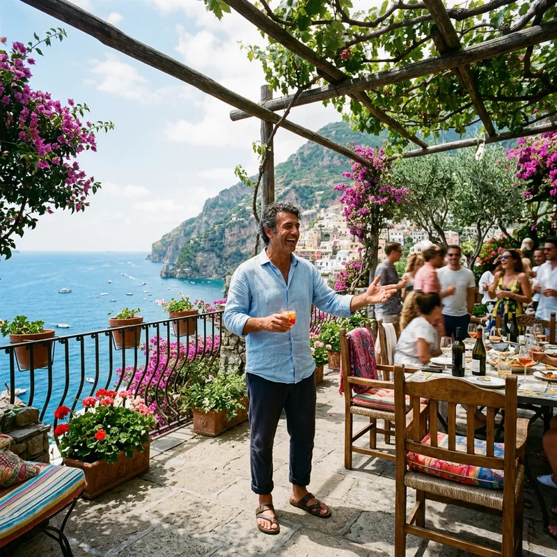 Joyful Host on a Mediterranean Terrace