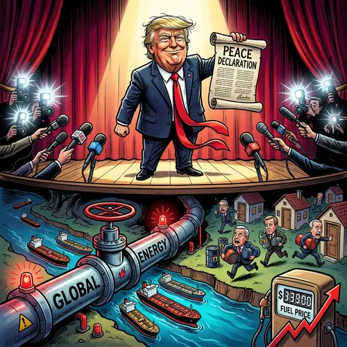 Political Satire Cartoon: Energy Crisis Under Trump