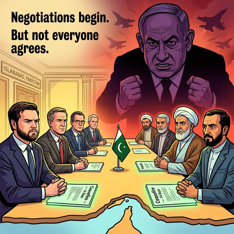 The Negotiation Table vs The Shadow: A Political Cartoon