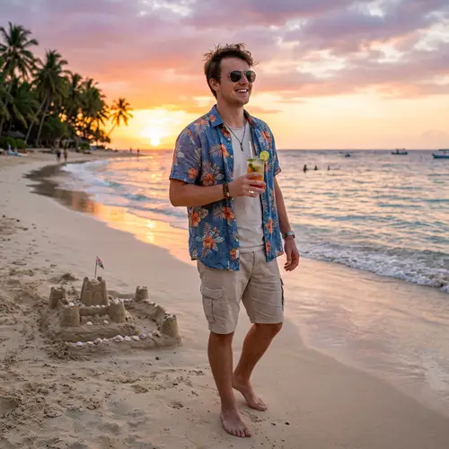 21-Year-Old Male Enjoying Tropical Beach Holiday