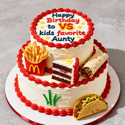 Kids Favorite Birthday Cake with Tacos & Fries