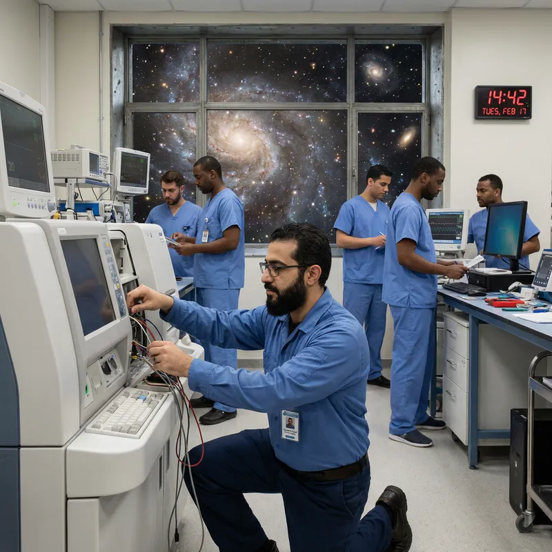 Middle-Eastern Medical Engineer in Government Hospital | Diverse Staff & Space View Middle-Eastern Medical Engineer in Government Hospital | Diverse Staff & Space View