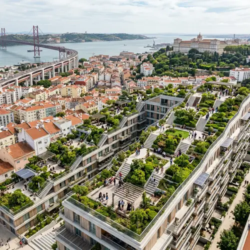 Unique Residential Complex with Green Rooftops | Urban Living Harmony