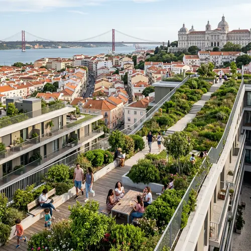 Spectacular Urban Landscape: City Valley & Suspension Bridge View